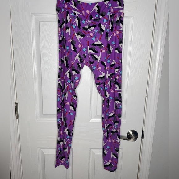 LULAROE Tall & Curvy Purple‎ Stork Leggings Baby Shower Gender Reveal Fertility - Picture 3 of 4
